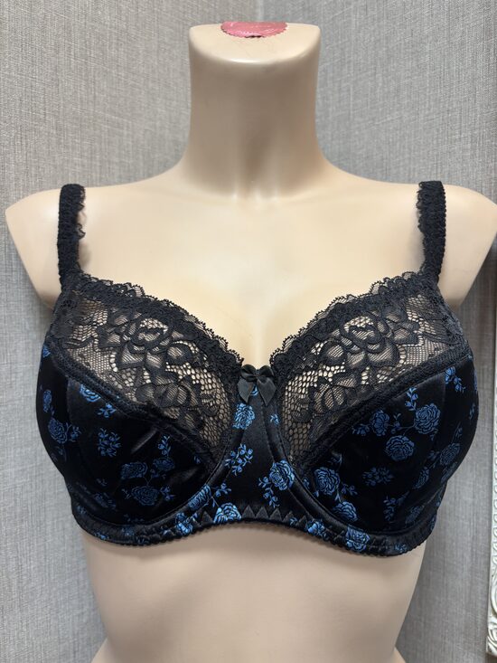 Krūšturis  852 Melns /Zilas rozes 