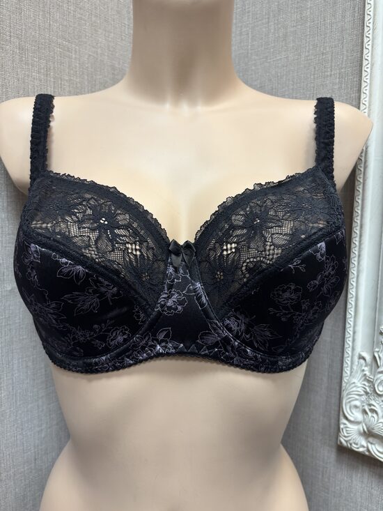 Krūšturis 852  Melns /Ziedi 