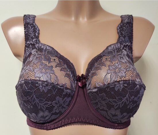 Bra 810 Plum, solid color, assorted lace
